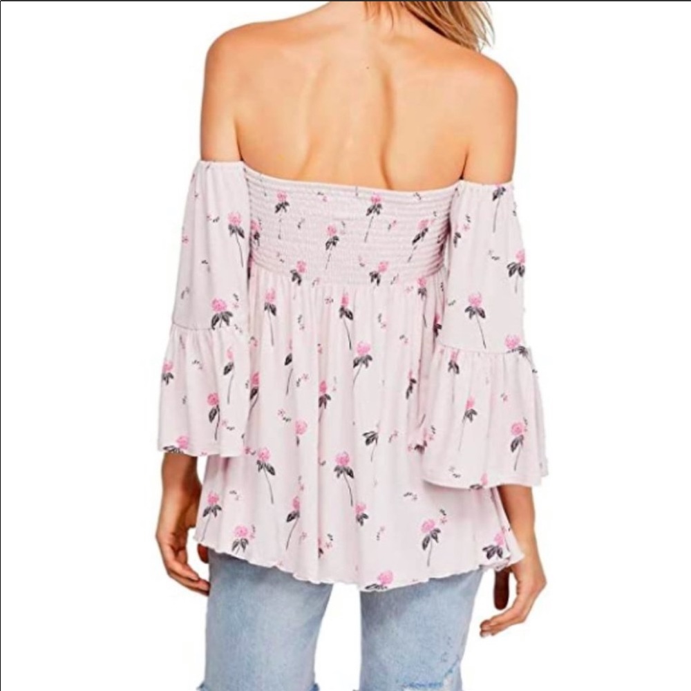 🔥FREE PEOPLE🔥Lana Off The Shoulder Floral Tunic Top Pink/Purple NWT - Picture 5 of 11